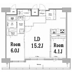 エンクレスト天神LARK 2LDKの間取図画像