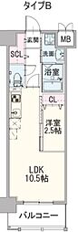 ライフフィールド銀天町 1LDKの間取図画像