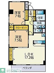 ホワイトピア博多駅南 2LDKの間取図画像