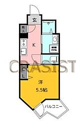 福岡市地下鉄空港線 赤坂駅 徒歩13分の賃貸マンション 4階1Kの間取り