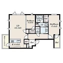 S-RESIDENCE平尾WEST 2LDKの間取図画像