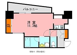 アソシアグロッツォ天神ミッドシティ ワンルームの間取図画像