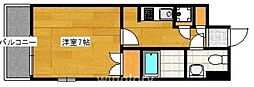 ダイナコートブロッサム天神南 1Kの間取図画像