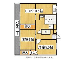 ビレッジハウス宗像5号棟 2LDKの間取図画像