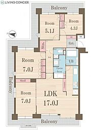 シティクレスト東寺尾壱番館 4LDKの間取図画像