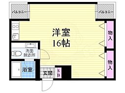 レッドボールコート上鳥羽 1階1Kの間取り