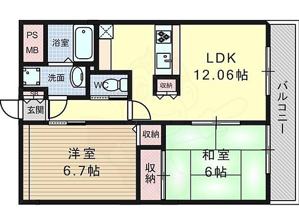 アビエンテ大薮 ｜京都府京都市南区久世大薮町(賃貸マンション2LDK・1階・53.84㎡)の写真 その2