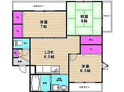カーサナカムラ2 3LDKの間取図画像