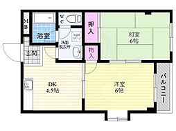 レジデンス京橋 2DKの間取図画像