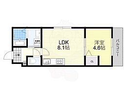 サクシード伏見京橋2nd 4階1LDKの間取り