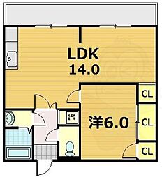リーベンハイム 1LDKの間取図画像