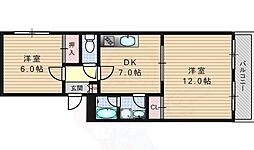 シャルム醍醐 2DKの間取図画像