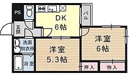 グレース菱屋1 2DKの間取図画像