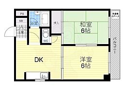 第20洛西ハイツ久我 2DKの間取図画像