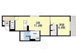 京都市伏見区景勝町アパート 1LDKの間取図画像
