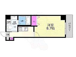 サクシード伏見京橋 1Kの間取図画像