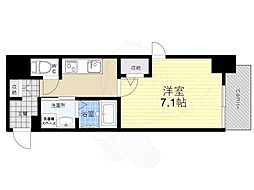 エストゥルース京都 1Kの間取図画像