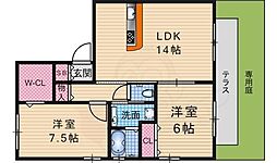 ディアコートつかせ 2LDKの間取図画像