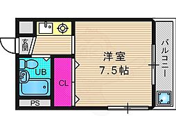 プレジデント河合 1Kの間取図画像