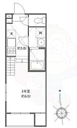 京都市伏見区納所薬師堂アパート ワンルームの間取図画像
