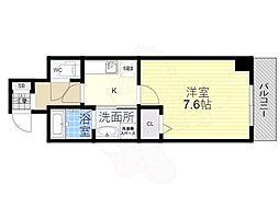 ドムスタレイア石田大受 1Kの間取図画像
