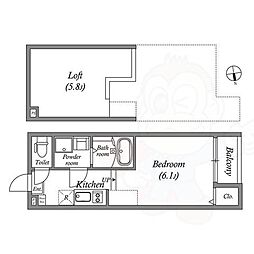 ハーモニーテラス小栗栖森本町 ワンルームの間取図画像