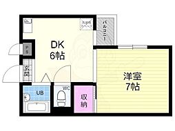 シギハイツ竹田 1DKの間取図画像