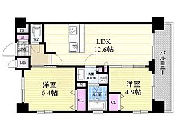 CRYSTALGLANZ京都西大路 2LDKの間取図画像