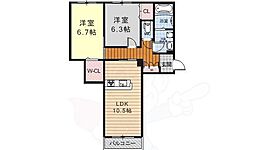 シャーメゾン峰山 2LDKの間取図画像