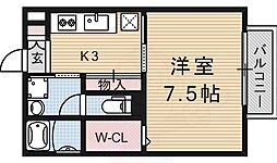 モナリエ砂田 1Kの間取図画像
