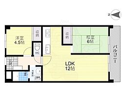 桃山和泉ハイツ 2LDKの間取図画像