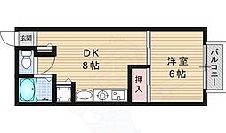 セジュール・コスモスB棟 1LDKの間取図画像