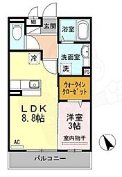 マジェスティツイン1 1LDKの間取図画像
