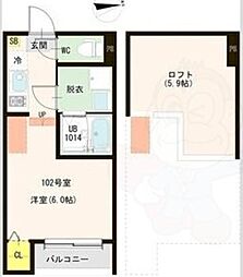 ハーモニーテラス深草 ワンルームの間取図画像