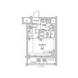 ラフィスタ川崎大師II 5階1Kの間取り