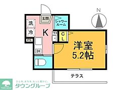横浜市鶴見区仲通2丁目アパート 1Kの間取図画像