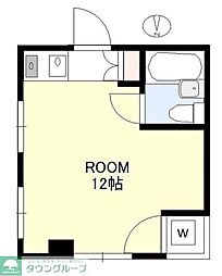 タイガービル ワンルームの間取図画像
