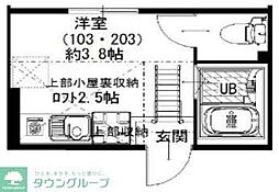 プライムテラス川崎浅田 ワンルームの間取図画像