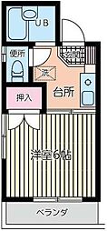 青山ハイツ2 1Kの間取図画像