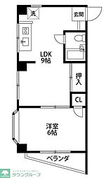 サンファスト寺谷 1LDKの間取図画像