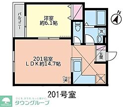 サンス馬場 1LDKの間取図画像