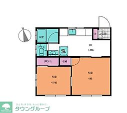 セイコーハイムA棟 2DKの間取図画像
