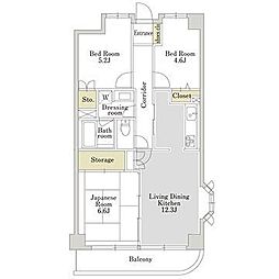 アーバンパーク三ツ池公園ウイングS 3LDKの間取図画像