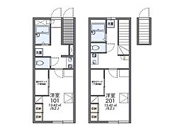 JR川越線 西大宮駅 6.4kmの賃貸アパート 2階1Kの間取り