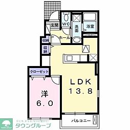 東武野田線 藤の牛島駅 徒歩11分の賃貸アパート 1階1LDKの間取り