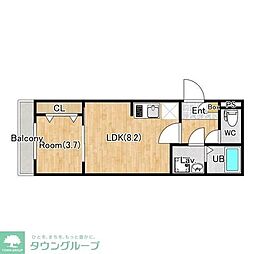 東武伊勢崎線 北春日部駅 徒歩14分の賃貸アパート 2階1LDKの間取り