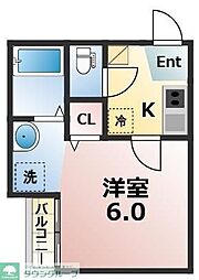 東武伊勢崎線 一ノ割駅 徒歩17分の賃貸アパート 2階ワンルームの間取り