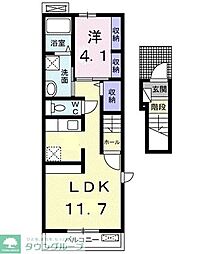 JR京浜東北・根岸線 大宮駅 バス8分 三橋1丁目下車 徒歩6分の賃貸アパート 2階1LDKの間取り