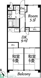 サンライズマンションB棟 3DKの間取図画像