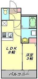 さいたま市見沼区東大宮4丁目アパート 1LDKの間取図画像